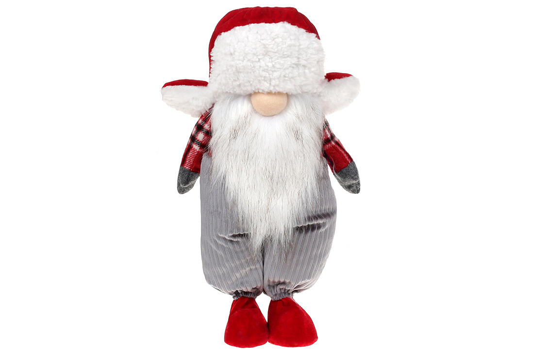 М'яка іграшка Гном, 32см, колір - червоний із сірим - Фото