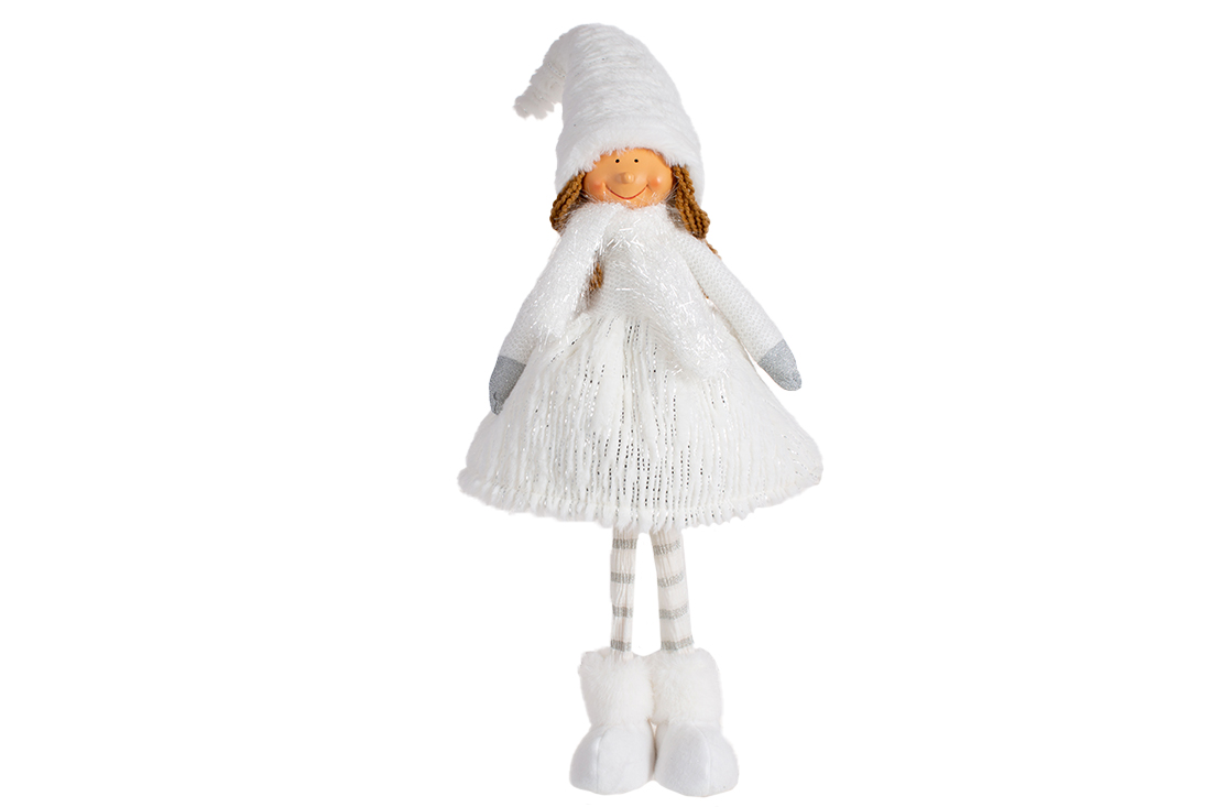 М'яка іграшка Дівчинка-янгол, 72см, колір - білий зі сріблом - Фото