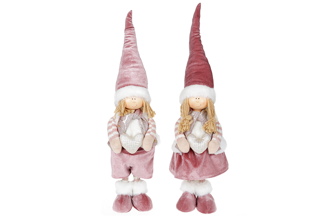 М'яка іграшка, 50см, 2 види: Дівчинка та Хлопчик, колір - рожево-ліловий - Фото