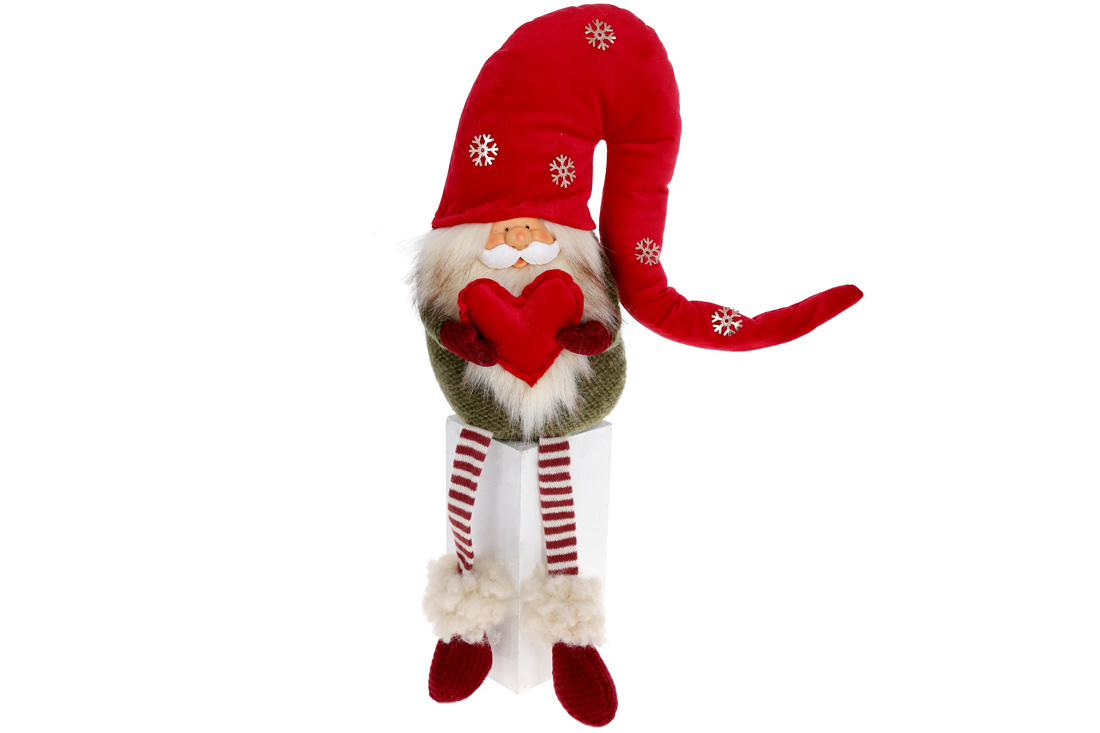 М'яка іграшка Сидячий Гном, 51см, колір - червоний - Фото