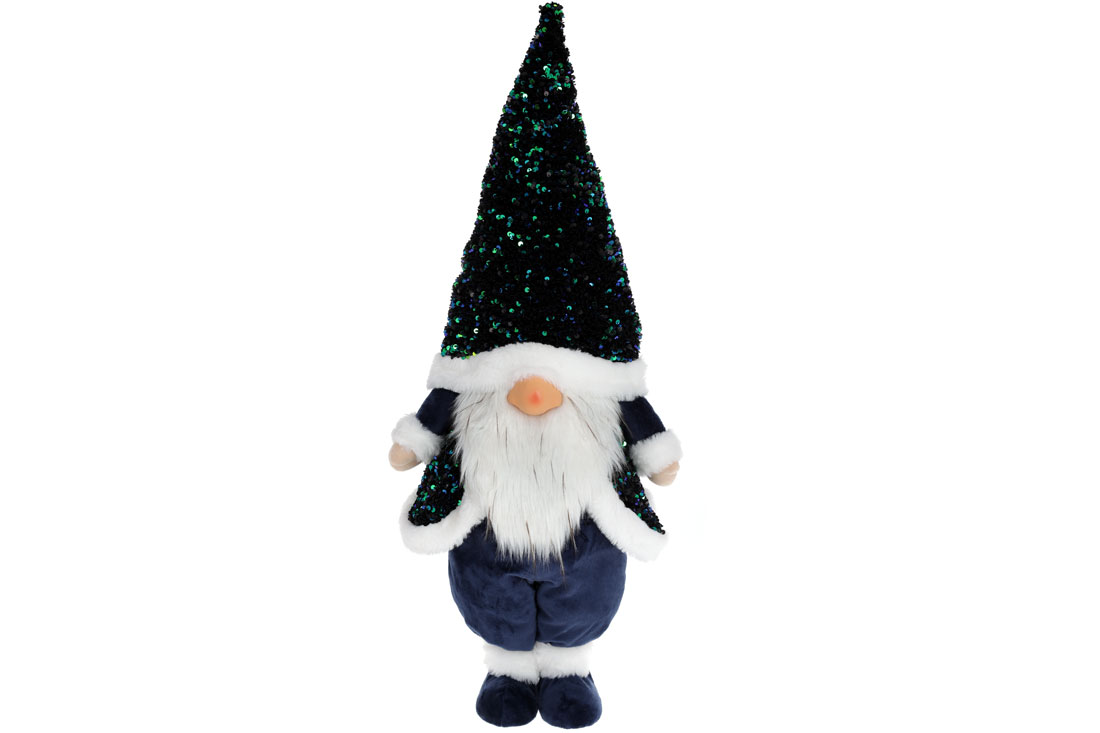 М'яка іграшка Гном, 77см, колір - синій у паєтках - Фото