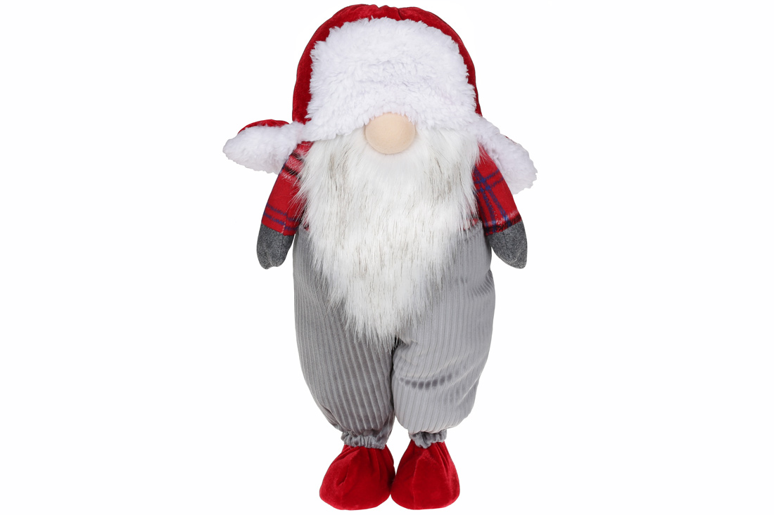 М'яка іграшка Гном, 43см, колір - червоний із сірим - Фото