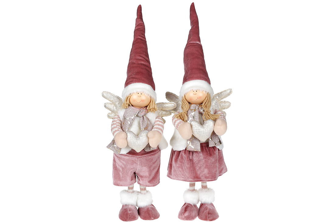 М'яка іграшка Ангел, 65см, 2 види: Дівчинка та Хлопчик, колір - рожево-ліловий - Фото