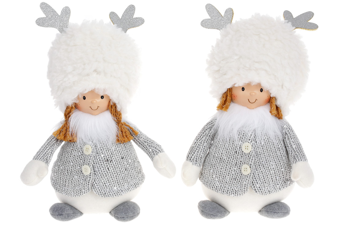 Новорічна іграшка Діти в оленячих шапках, 25см, 2 дизайни - Фото