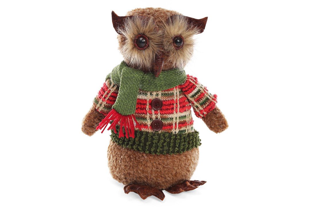М'яка новорічна іграшка Сова 28см - Фото