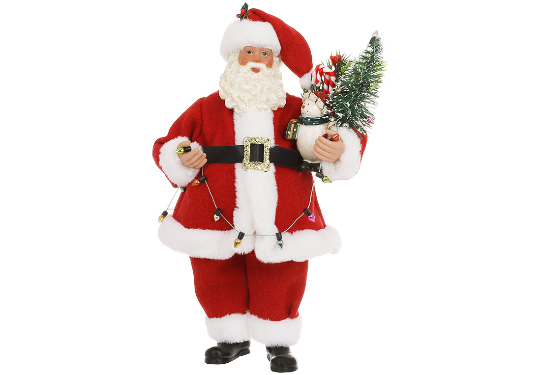 Новорічна декоративна іграшка Санта, 28см, колір - червоний - Фото