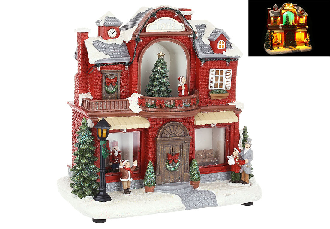 Декоративна фігура Магазин іграшок з LED, з глітером, 23.5*14.5*23.5см - Фото