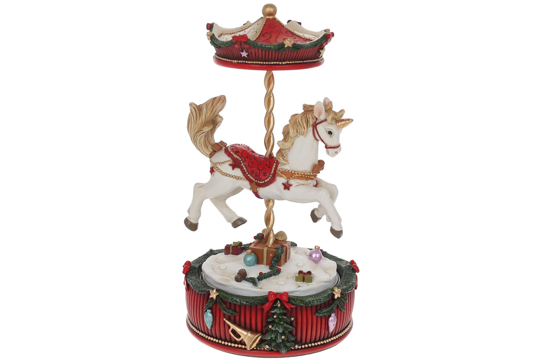Декоративна фігура із заводним механізмом та музикою Карусель із конячкою, 20.5см - Фото