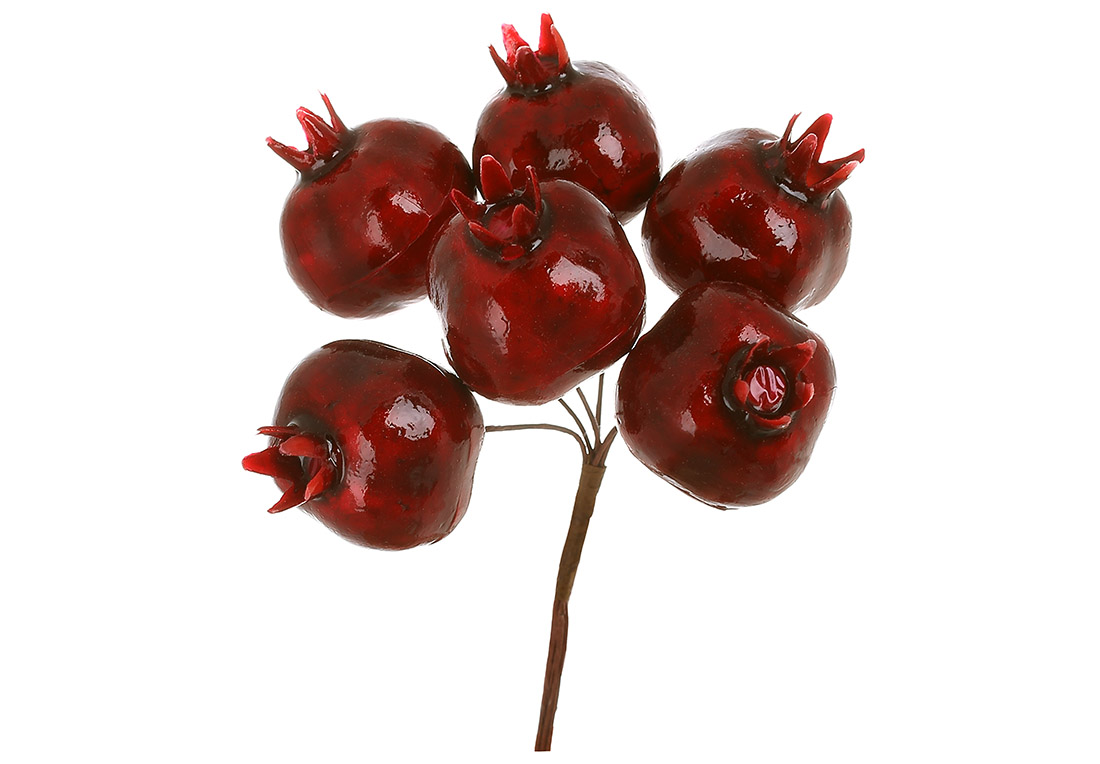 Пучок (6шт) міні - гранат 10см, колір - бордовий глянець - Фото