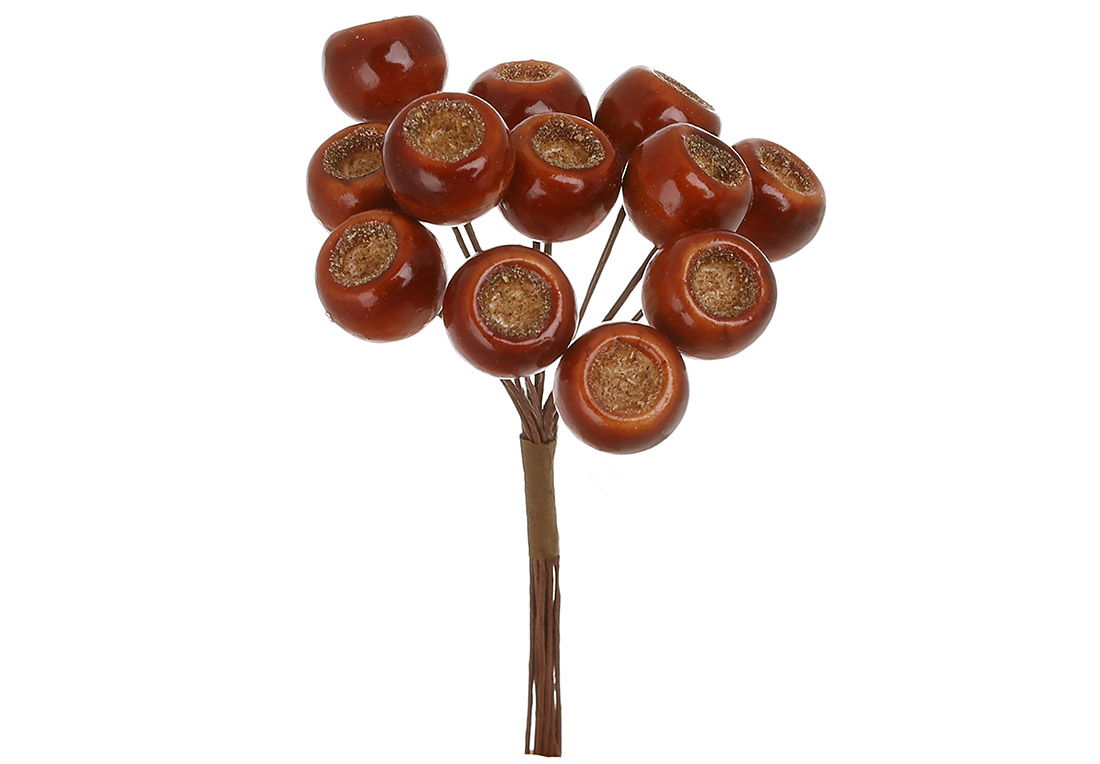 Пучок (12шт) ягід 10см, колір - коричневий глянець - Фото