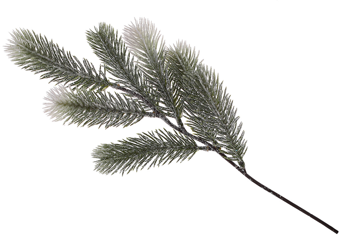 Гілка хвої 47см в глітерній присипці - Фото