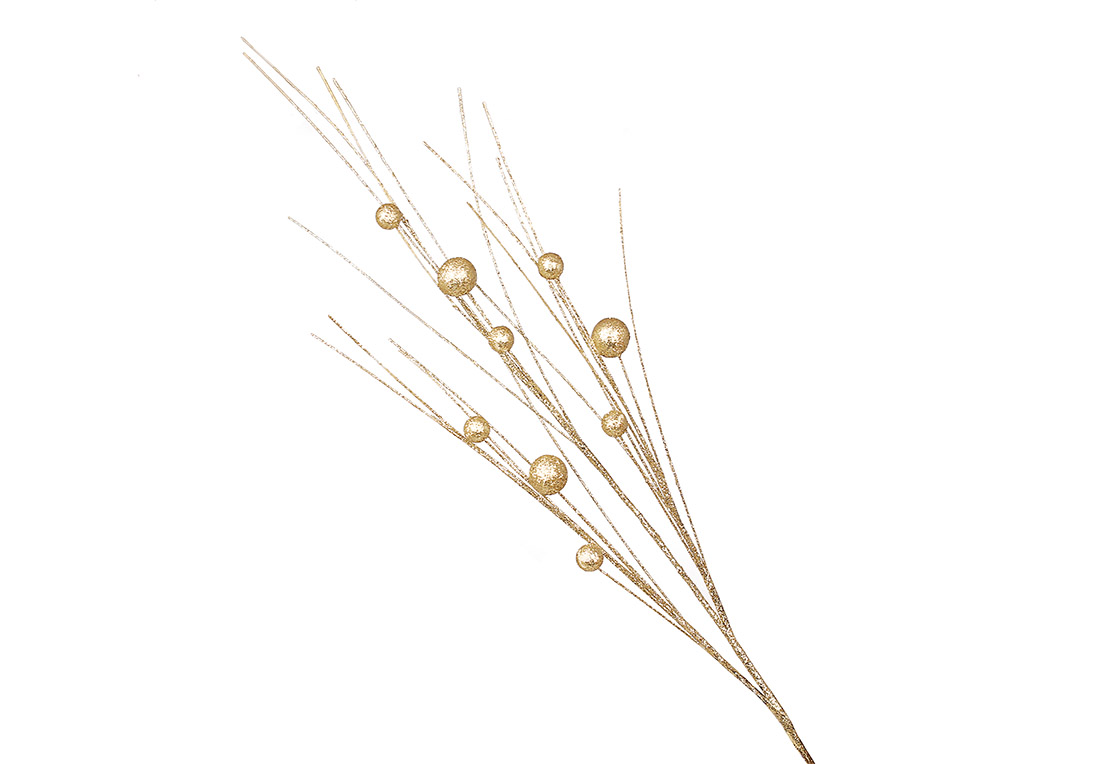 Декоративна гілка я ягодами в гліттері 78см, колір - шампань - Фото