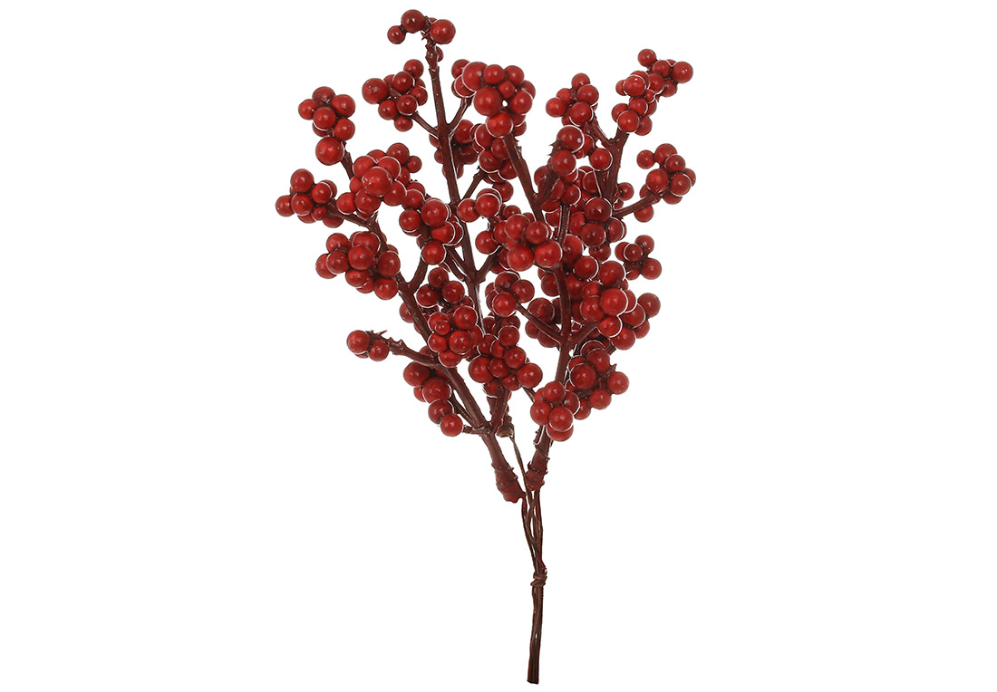 Декоративний букетик (4 гілки) червоних ягід, 20см - Фото