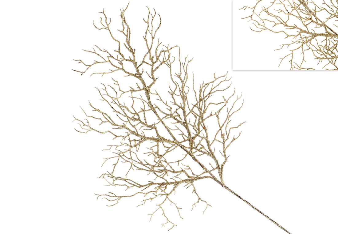 Декоративна гілка Корал 73см, колір - золото - Фото