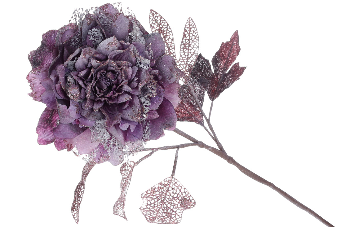 Декоративна штучна квітка Півонія, 20*67см, колір - пурпурний - Фото