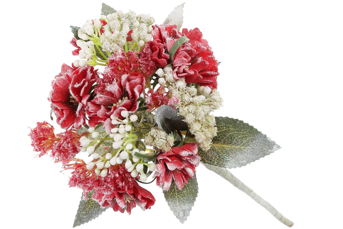 Декоративна штучна квітка Гортензія, 24 см, колір - червоний - Фото