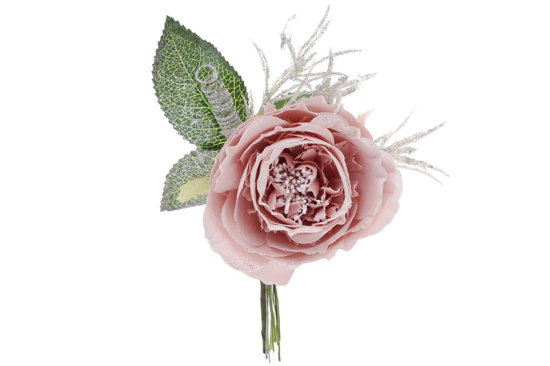 Декоративна штучна квітка Троянда 12см, колір - світло-рожевий - Фото