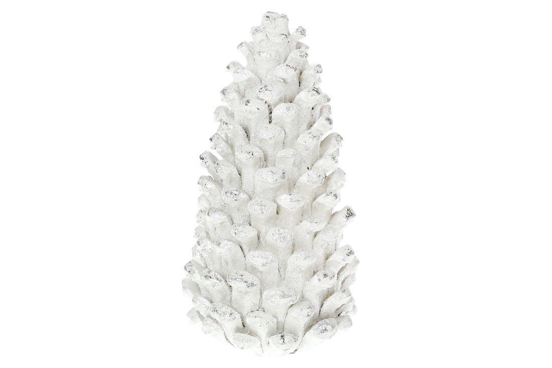 Декоративна фігурка Шишка, 19.5см - колір - білий - Фото