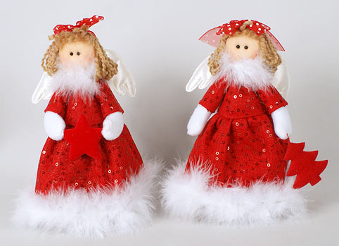 Новорічна іграшка з тканини та пуху Янгол18см, 2 дизайни - Фото