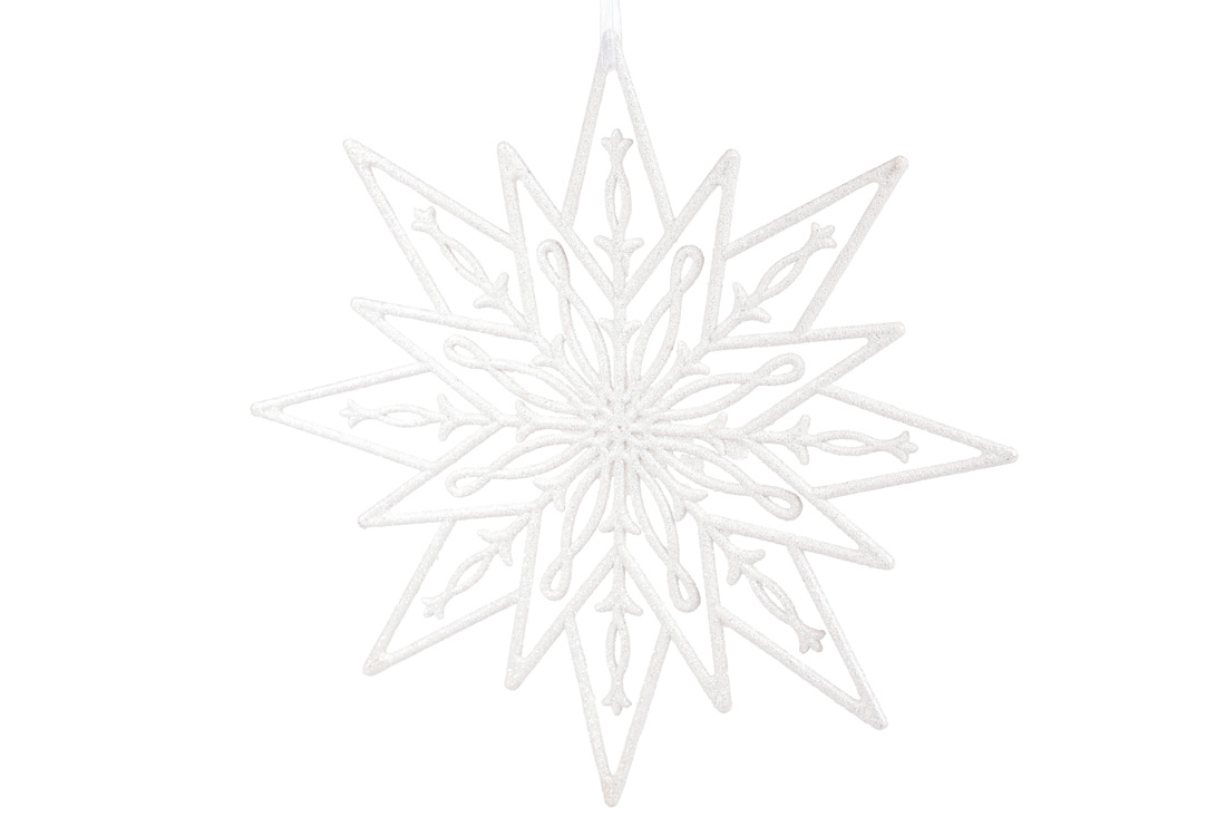 Новорічний декор Різдвяна зірка, 24см, колір - білий - Фото