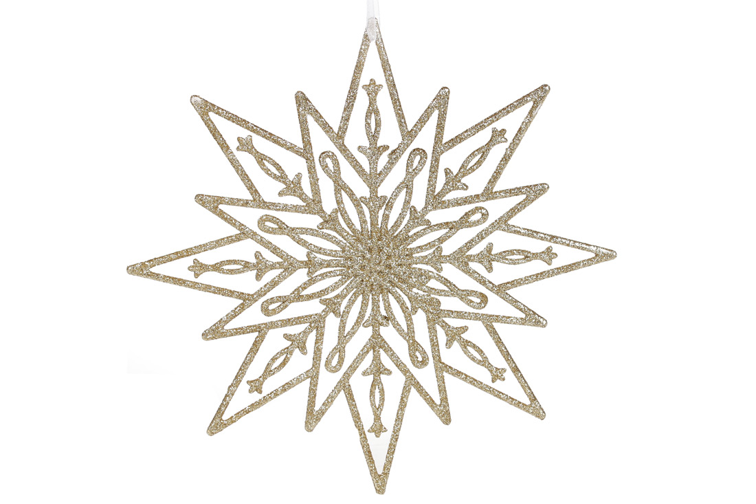 Новорічний декор Різдвяна зірка, 24см, колір - золото - Фото