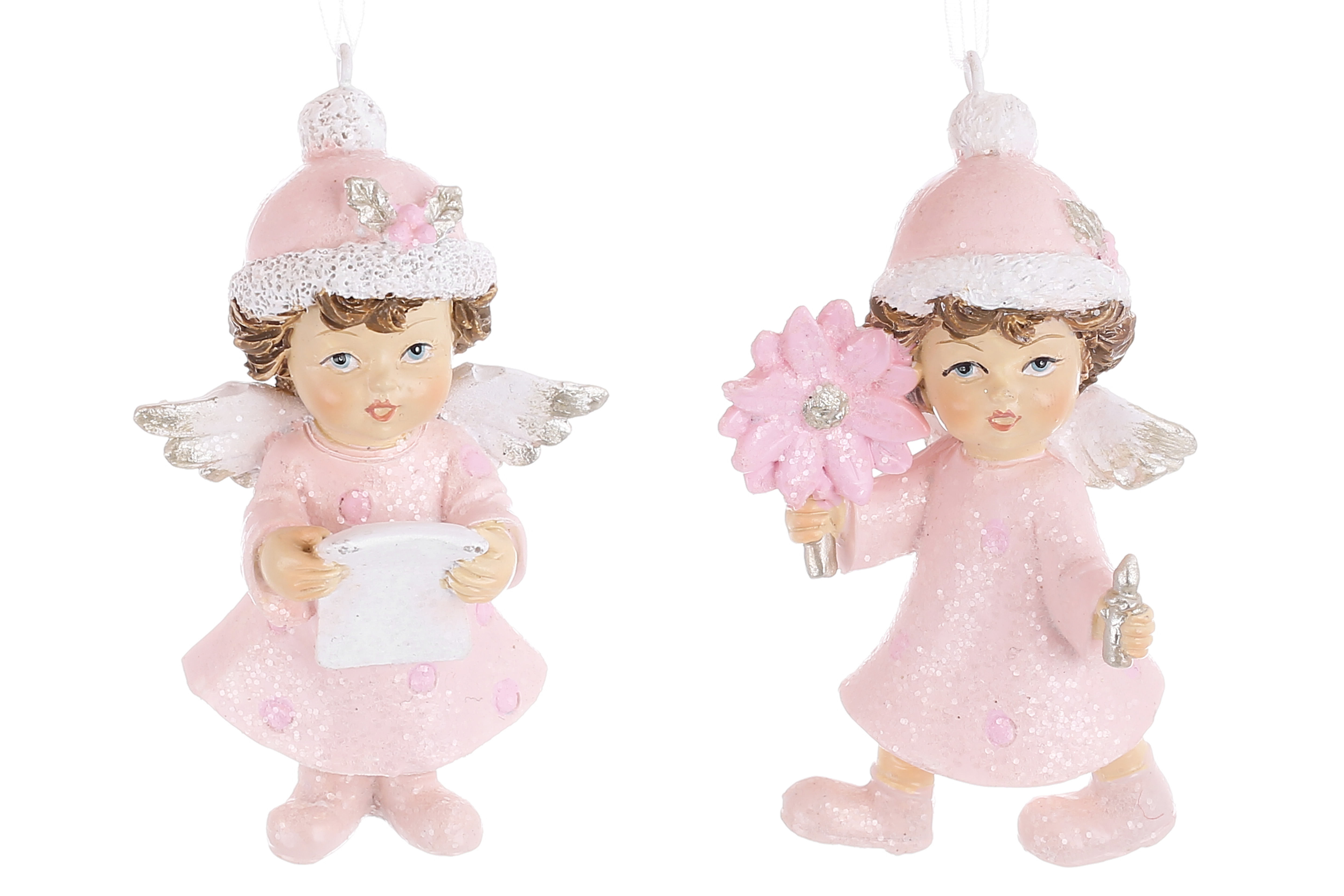 Декоративна підвіска Ангелочок 5.5*3.5*8.5см, 2 дизайни, колір - рожевий - Фото