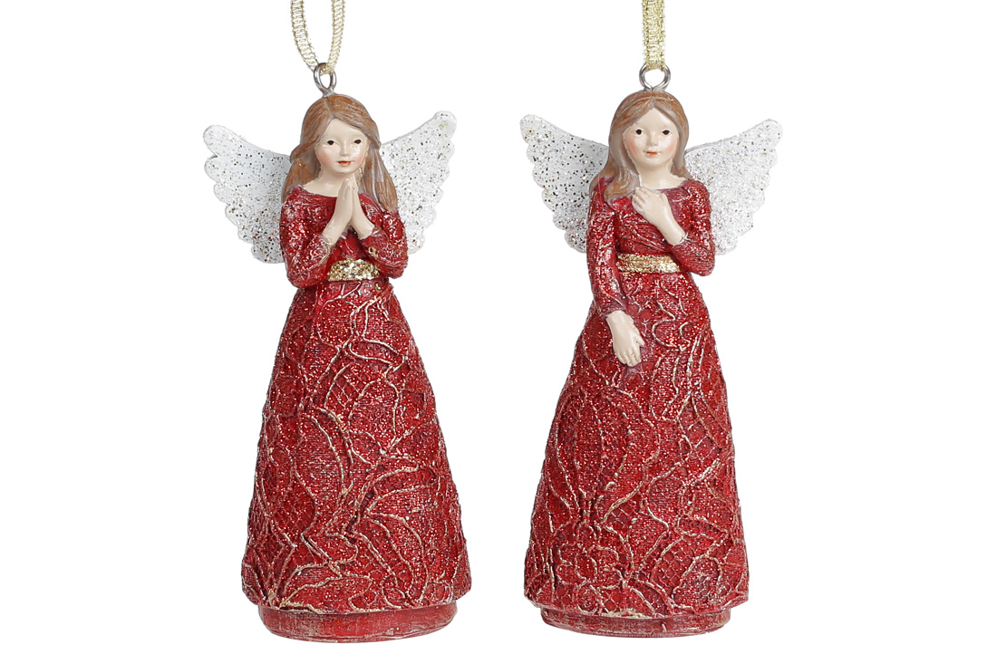 Декоративна підвісна фігурка Янгол, 2 дизайни, 11см, колір - бордо - Фото