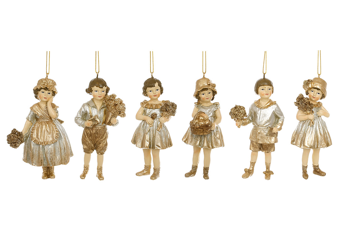 Декоративна підвіска Дітки 11см, 6 дизайнів, колір - золотий - Фото