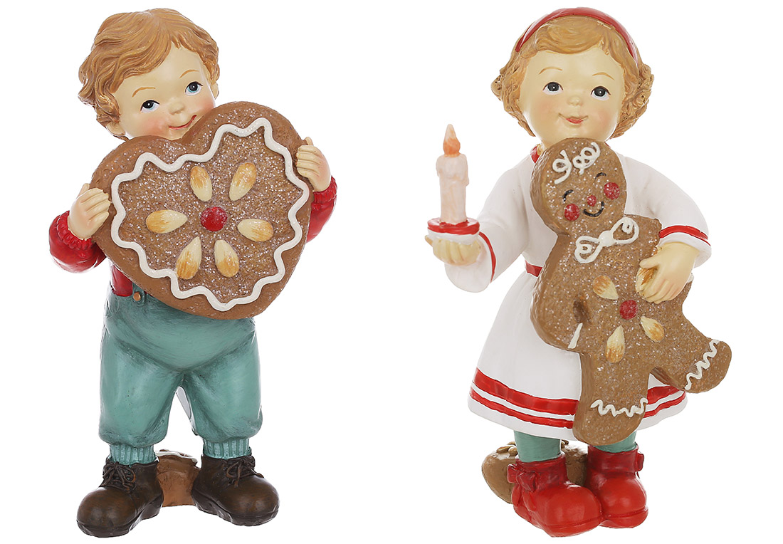 Декоративна фігурка Дітки з пряниками, 13.5см, 2 дизайни - Фото