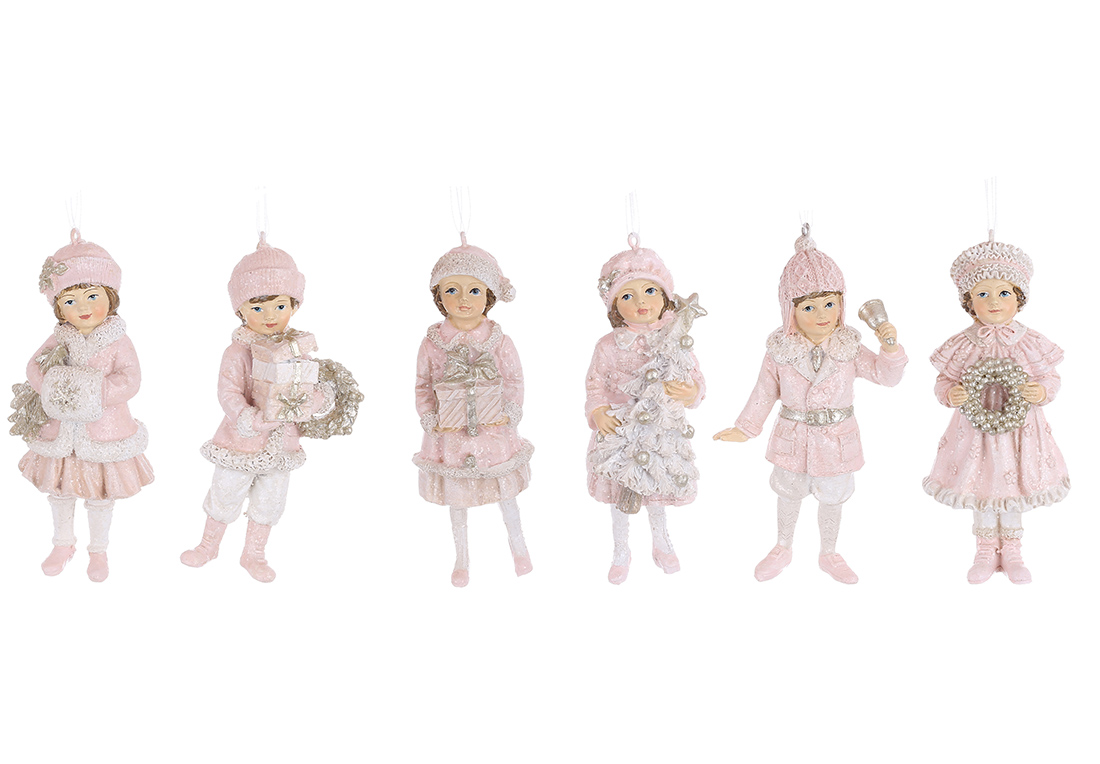 Декоративна підвісна фігурка Дітки, 6 дизайнів, 12см, колір - персиково-рожевий - Фото