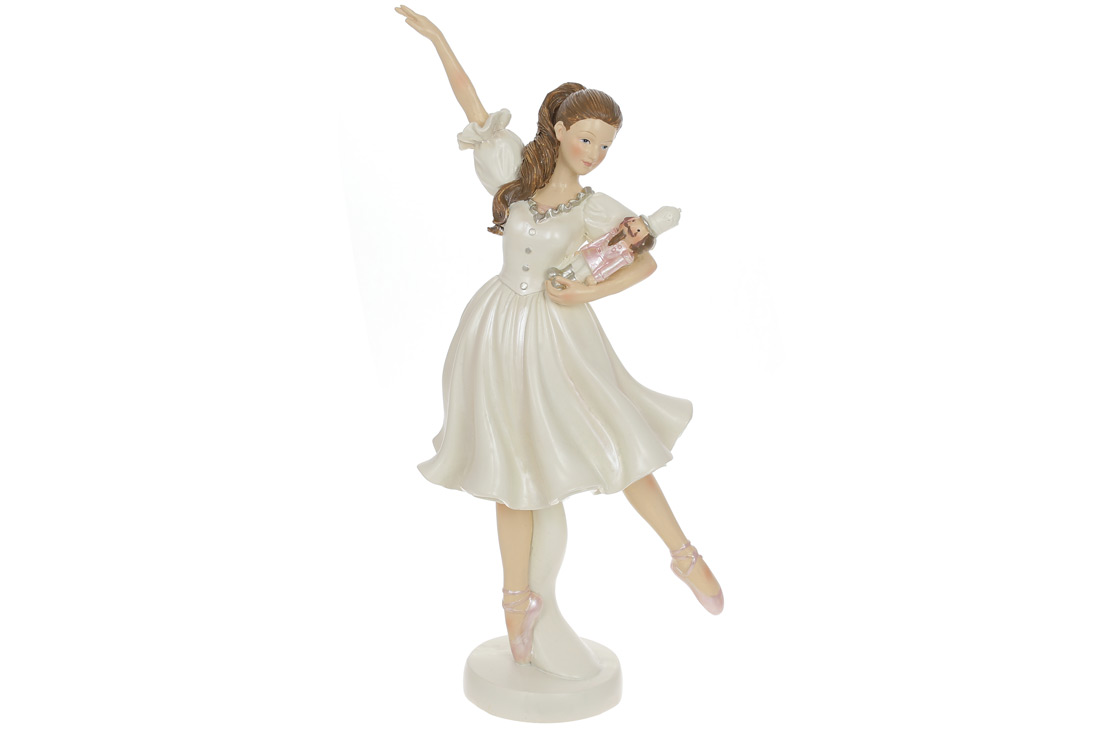 Декоративна статуетка Балерина з Лускунчиком, 25.5см, колір - кремовий - Фото