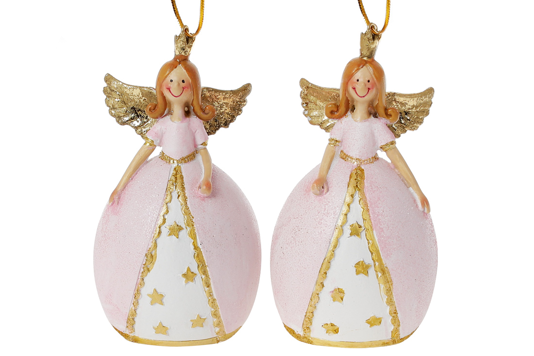 Декоративна підвісна фігурка Принцеса, 9см, 2 дизайни, колір - рожевий із золотом - Фото