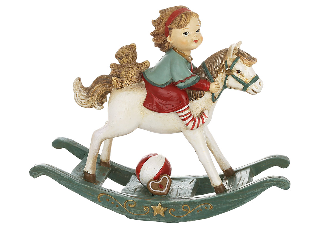 Декоративна фігура Дівчинка на конячці - гойдалці, 15.5*5*13см - Фото