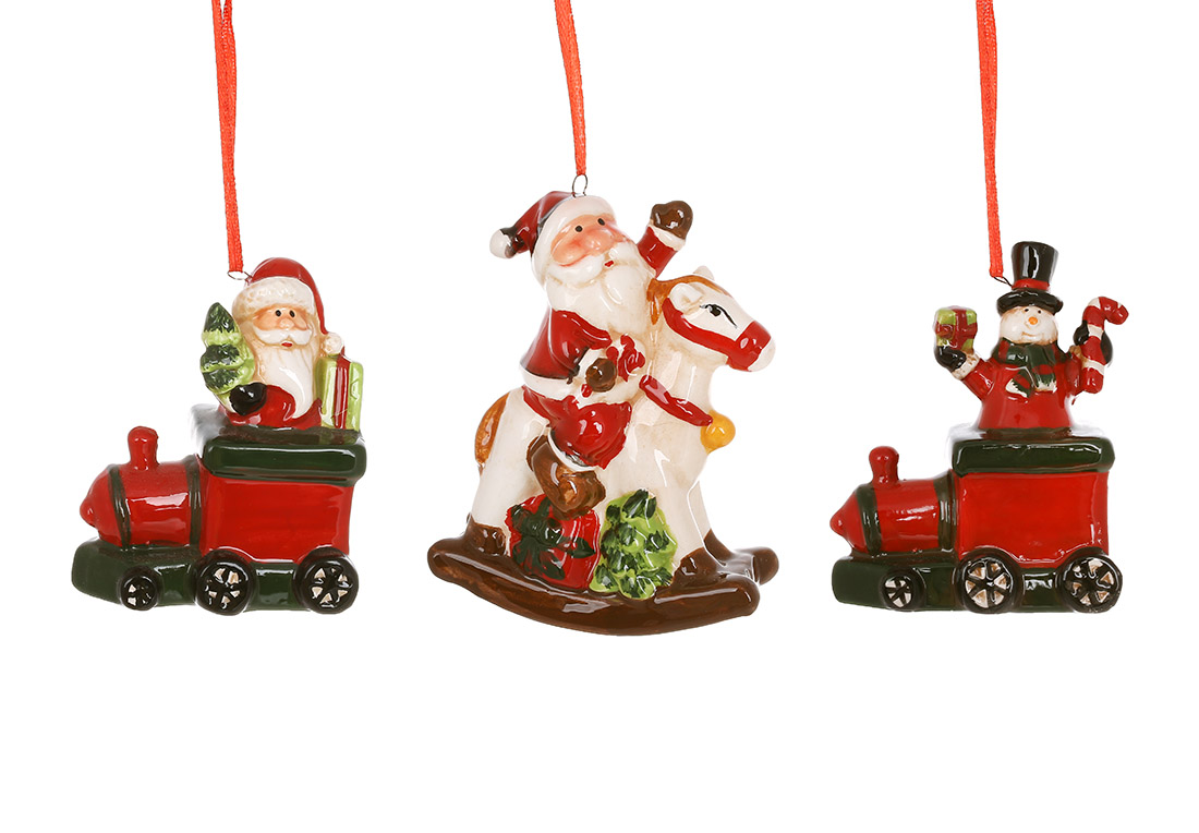 Декоративна підвіска Санта і Сніговик 8см, 8.5см, 10.5см - Фото