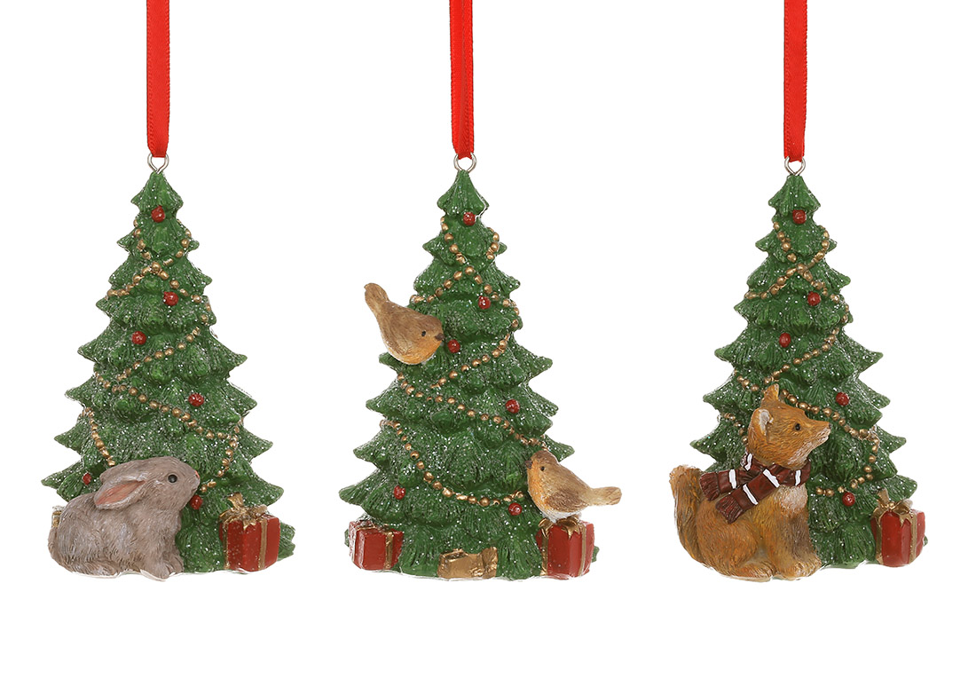 Декоративна підвіска Ялинка 7*5*10см, 3 дизайни, колір - зелений - Фото