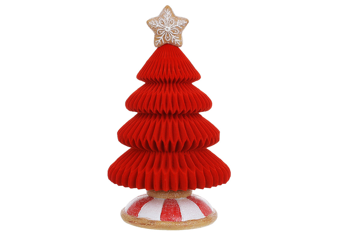 Декоративна фігура Зефірно-пряникова ялинка з флоковим напиленням 18*18*31см - Фото