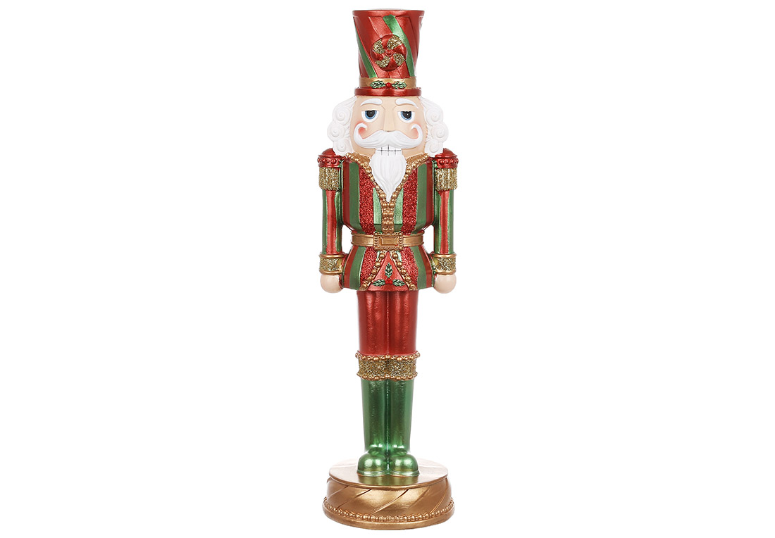 Декоративна фігура Candy - Лускунчик із глітером, 9*9*33см, колір - червоний із зеленим - Фото