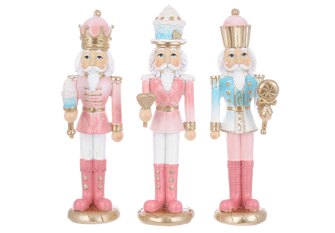 Декоративна фігура Лускунчик з тістечками 6*5*16.5см, 3 дизайни, колір - рожевий з блакитним - Фото