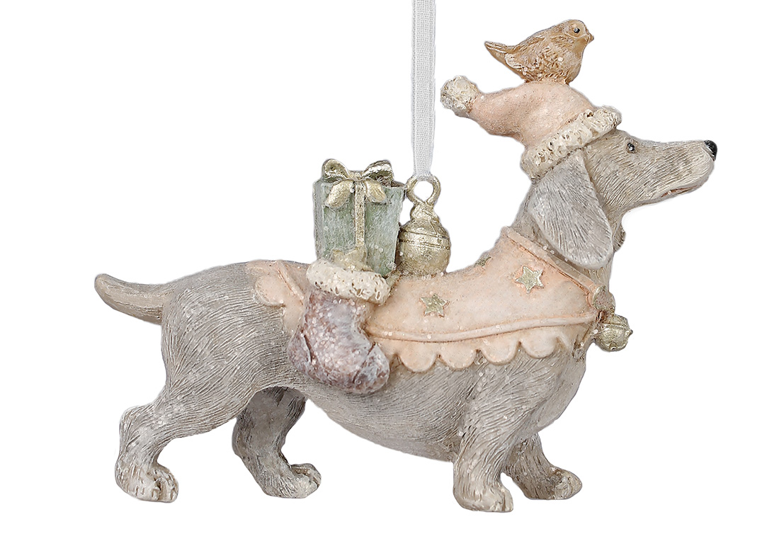 Декоративна підвіска Такса 8*10см, колір - рожевий - Фото