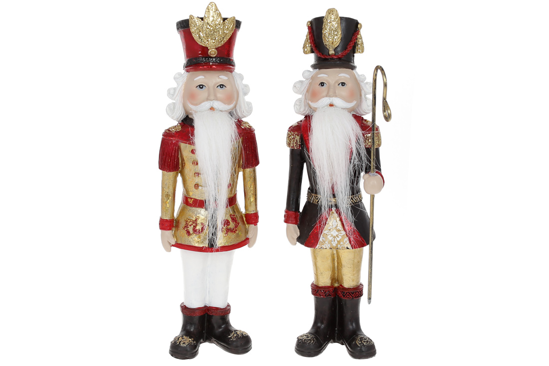 Декоративна статуетка Лускунчик, 22см, 2 дизайну, колір: червоний із золотом, чорний із золотом - Фото