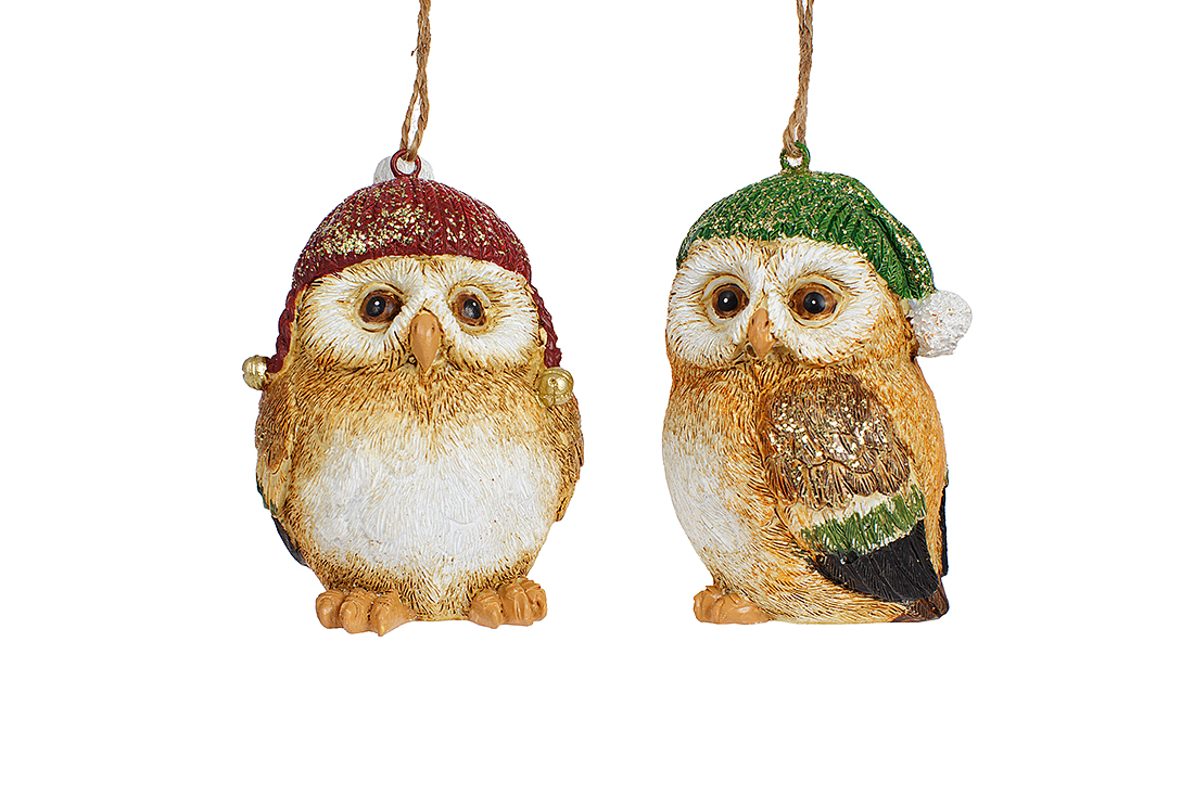 Декоративна фігурка Совушка 10см, 2 дизайну, колір - коричневий - Фото