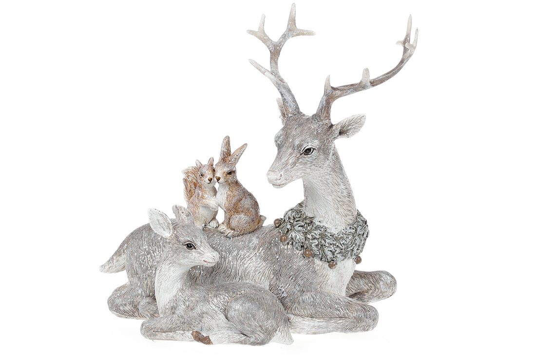 Декоративна статуетка Олень з тваринами, 18см, колір - сіро-коричневий - Фото