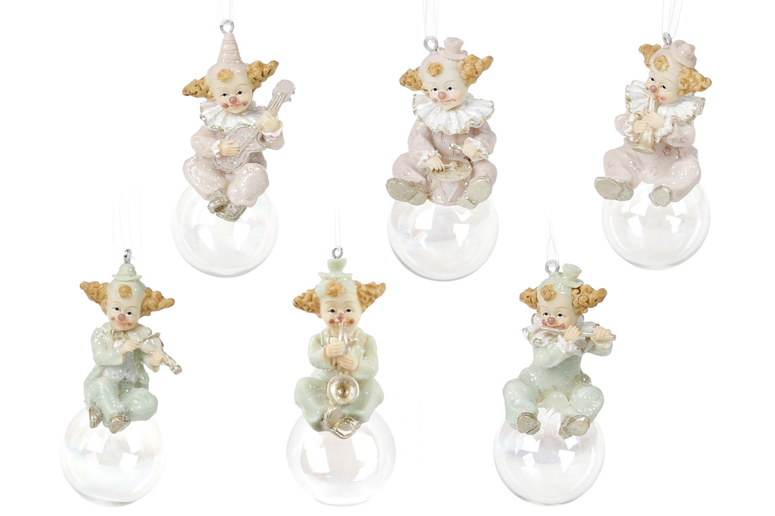 Підвісний декор Клоун на кулі, 9см, 6 дизайнів - Фото