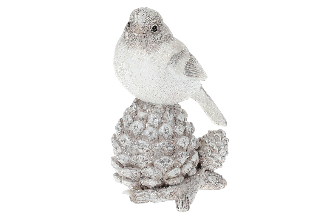 Декоративна фігурка Пташка на шишці, 13,5см - Фото