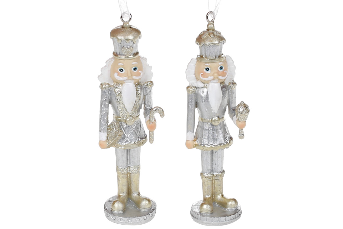 Декоративна підвіска Карамельний Лускунчик, 10см, колір - срібло, 2 дизайни - Фото