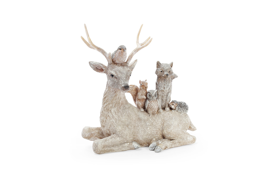 Декоративна статуетка Олень з тваринами, 25см, колір - сіро-коричневий - Фото