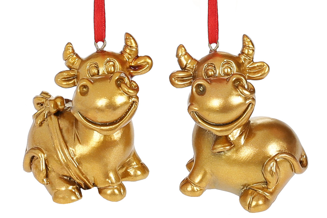 Декоративна підвісна фігурка Корівка, 4см, 2 дизайни - Фото