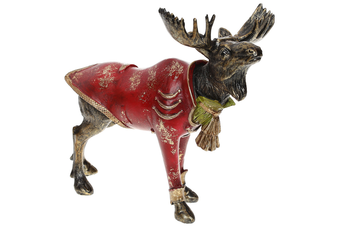 Декоративна фігура Лось у піджаку 30см, колір - червоний - Фото