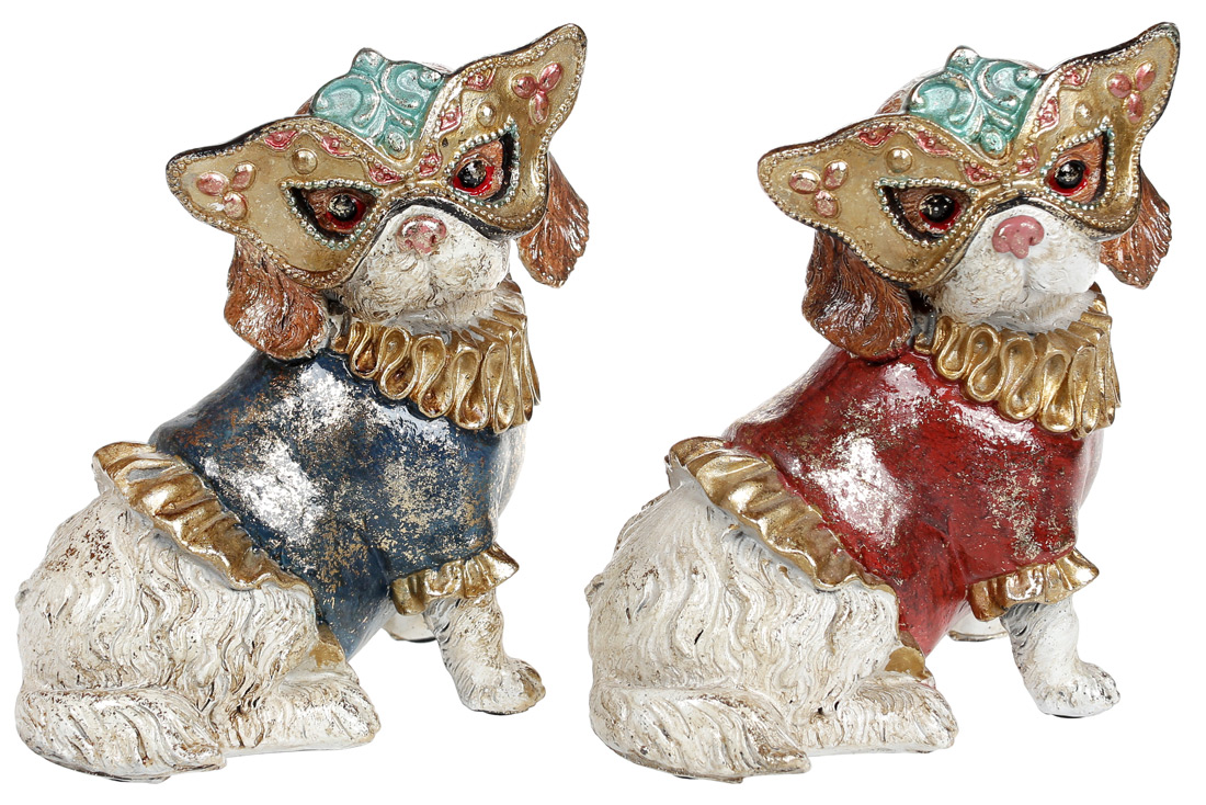 Декоративна фігура Собака в маскарадній масці 17.5см, 2 дизайни - Фото