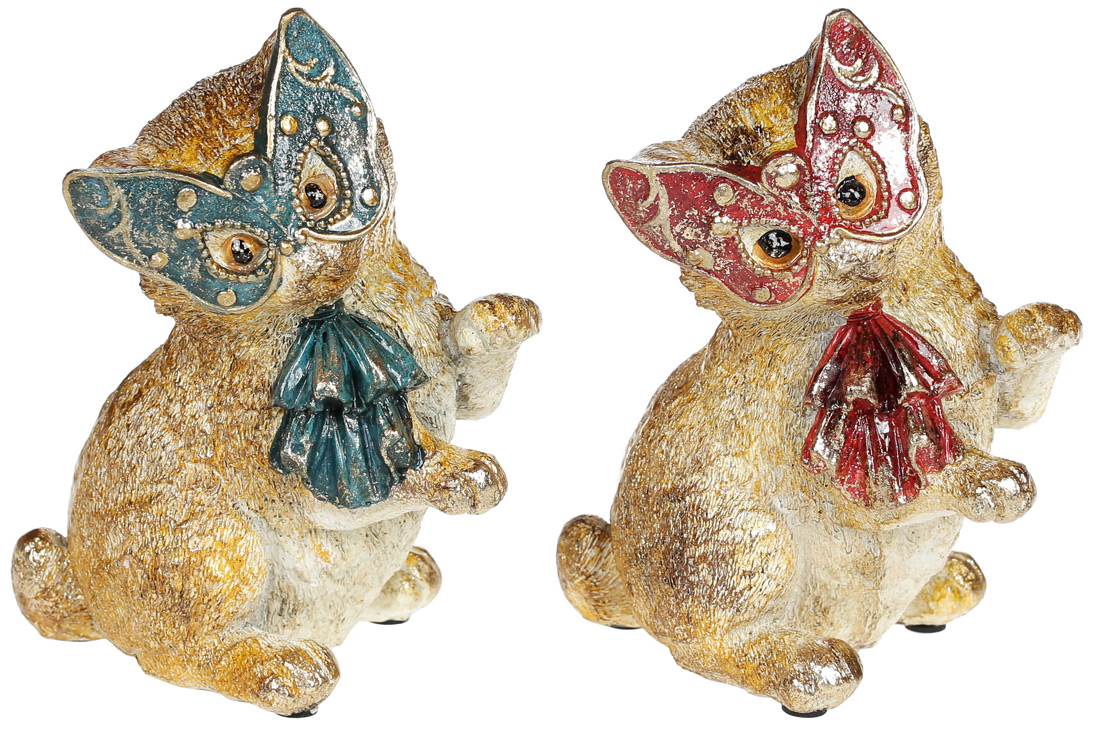 Декоративна фігура Кішка в маскарадній масці 16см, 2 дизайни - Фото